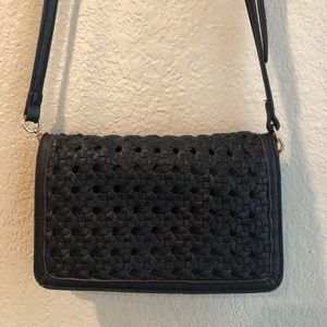 Woven faux leather clutch crossbody purse